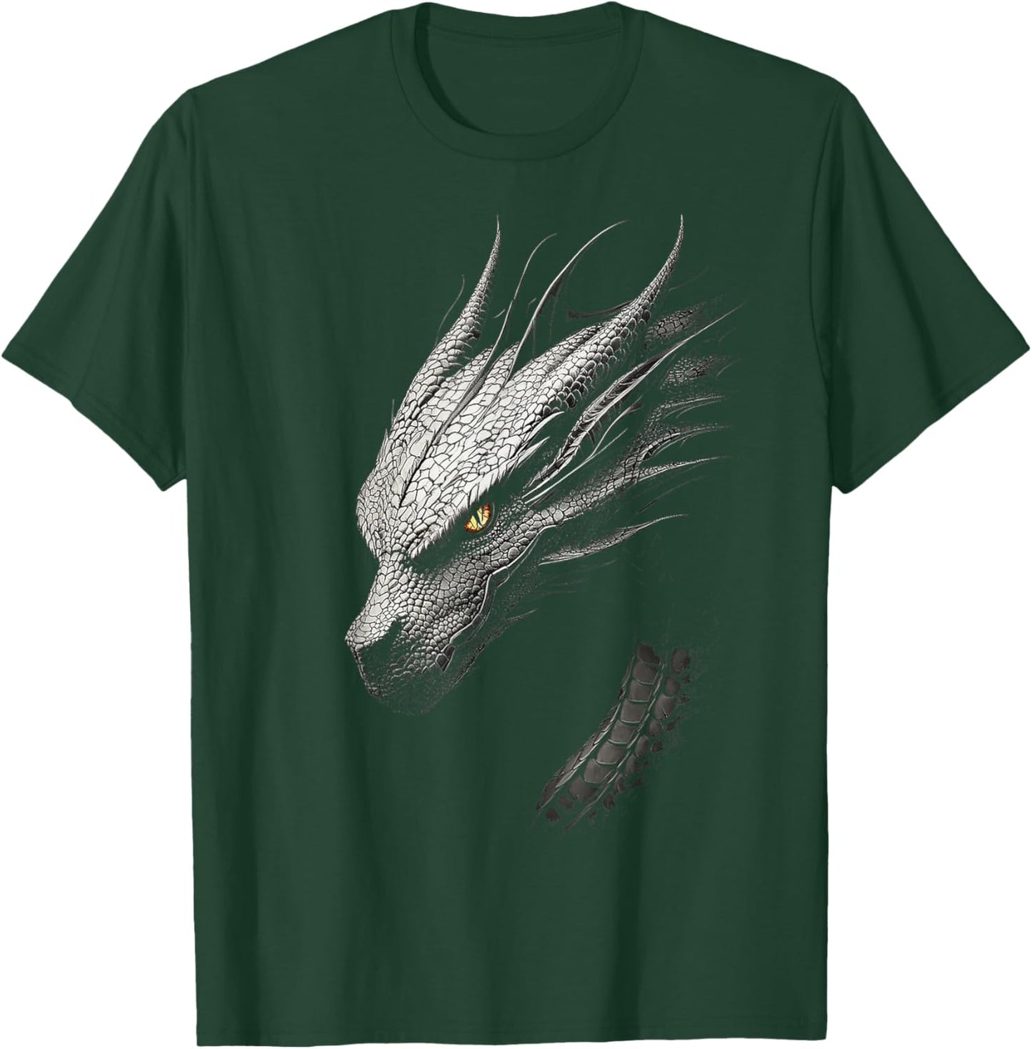 Silver Dragon Graphic Mythical Artwork Silver Dragon T-Shirt - T-Shirt | Forest