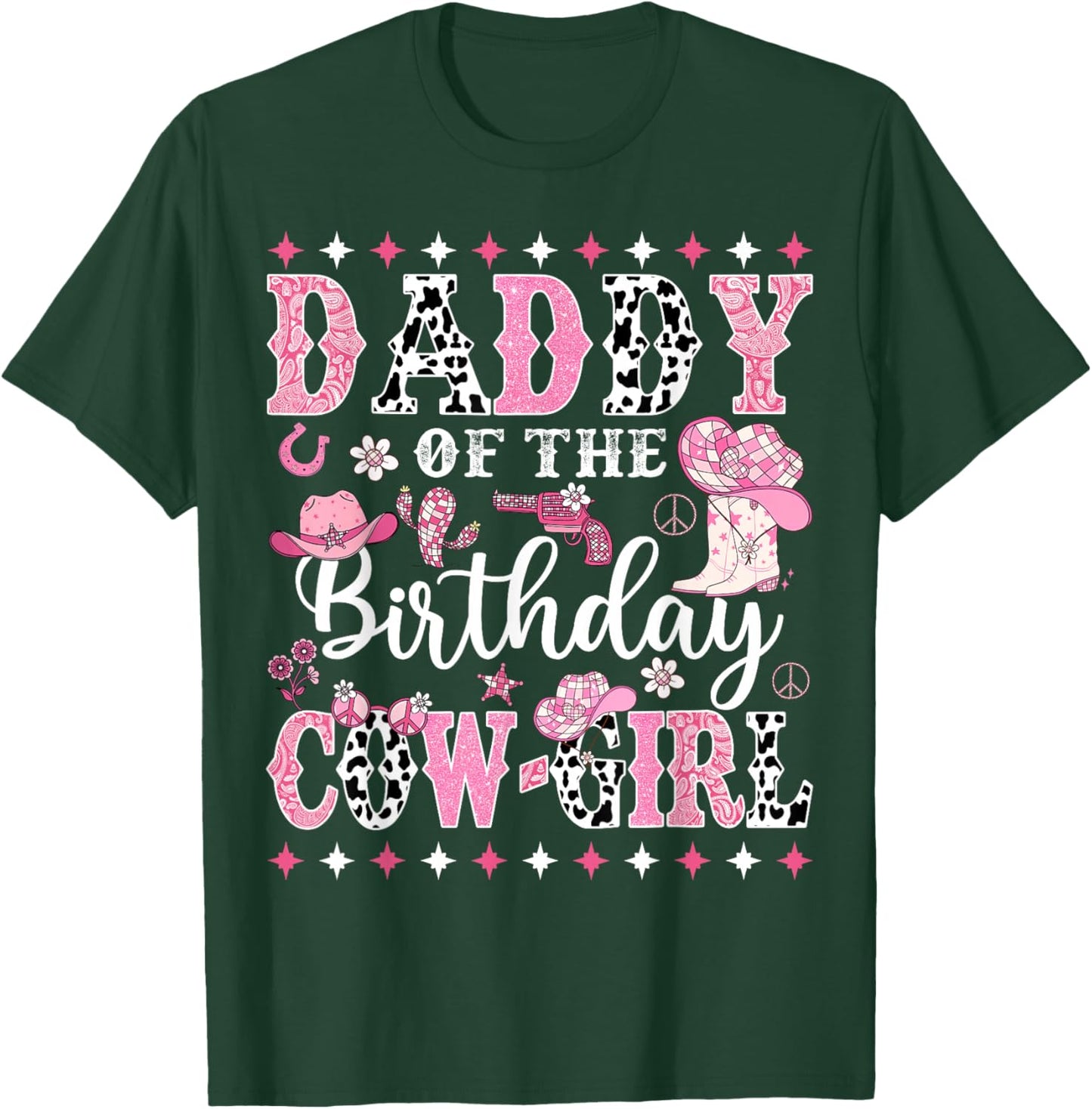 Cowgirl Birthday Matching Family Daddy Of The Birthday CowGirl Rodeo Black T-Shirt - T-Shirt | Forest