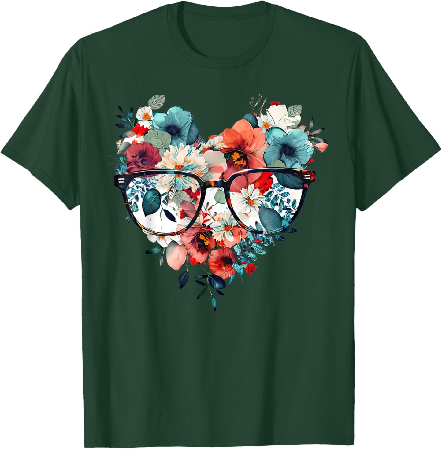 Floral Eyeglasses Optometry Optometrist Optician Doctor Eye T-Shirt - T-Shirt | Forest