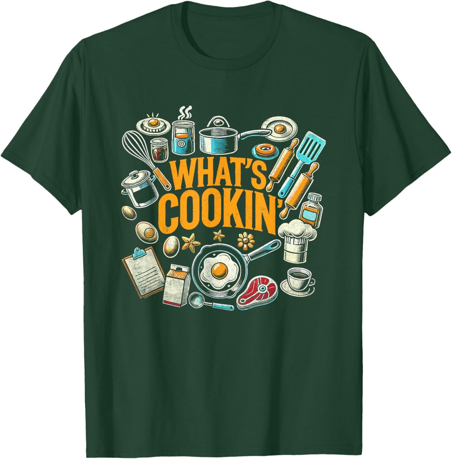 What's Cookin' Chef Cook Cooking Food Dishes Cooks T-Shirt - T-Shirt | Forest