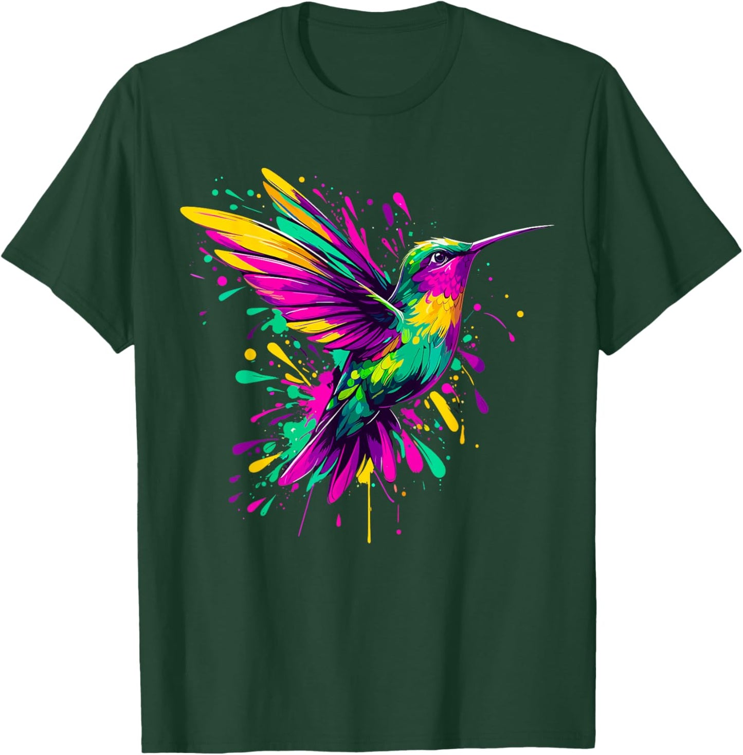 Hummingbird Watercolor Art T-Shirt - T-Shirt | Forest