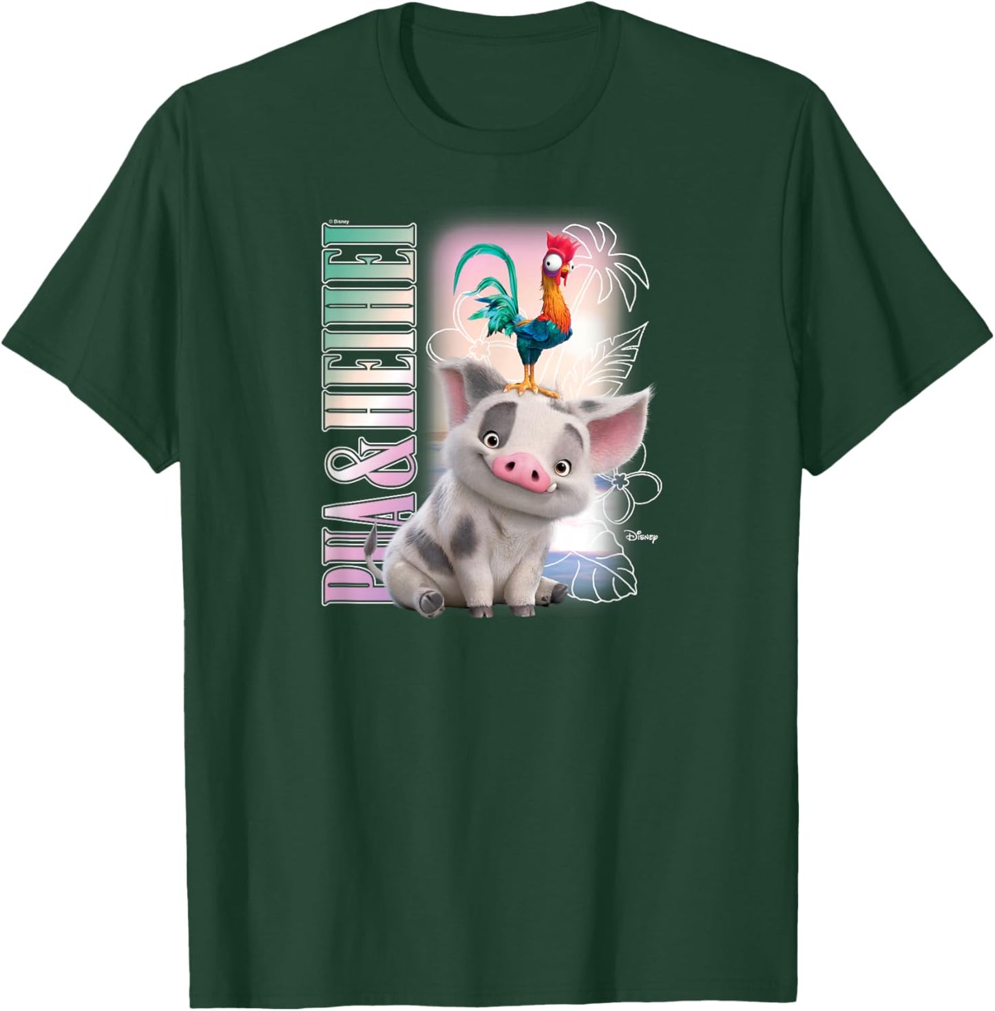Moana 2 - Hei Hei and Pua Retro Bootleg T-Shirt - T-Shirt | Forest