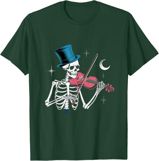 Funny Skeleton Playing Violin Cool Music Funny Skeleton Meme T-Shirt - T-Shirt | Forest