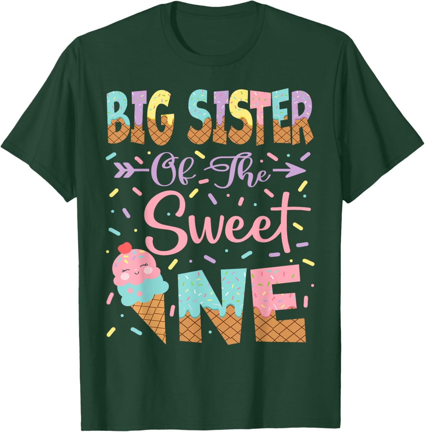 Big Sister Of The Sweet One Ice Cream 1St Birthday Girl T-Shirt - T-Shirt | Forest