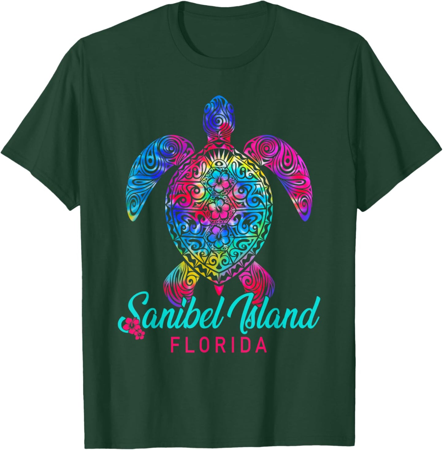 Sanibel Island Florida Tribal Tie Dye Sea Turtle T-Shirt - T-Shirt | Forest