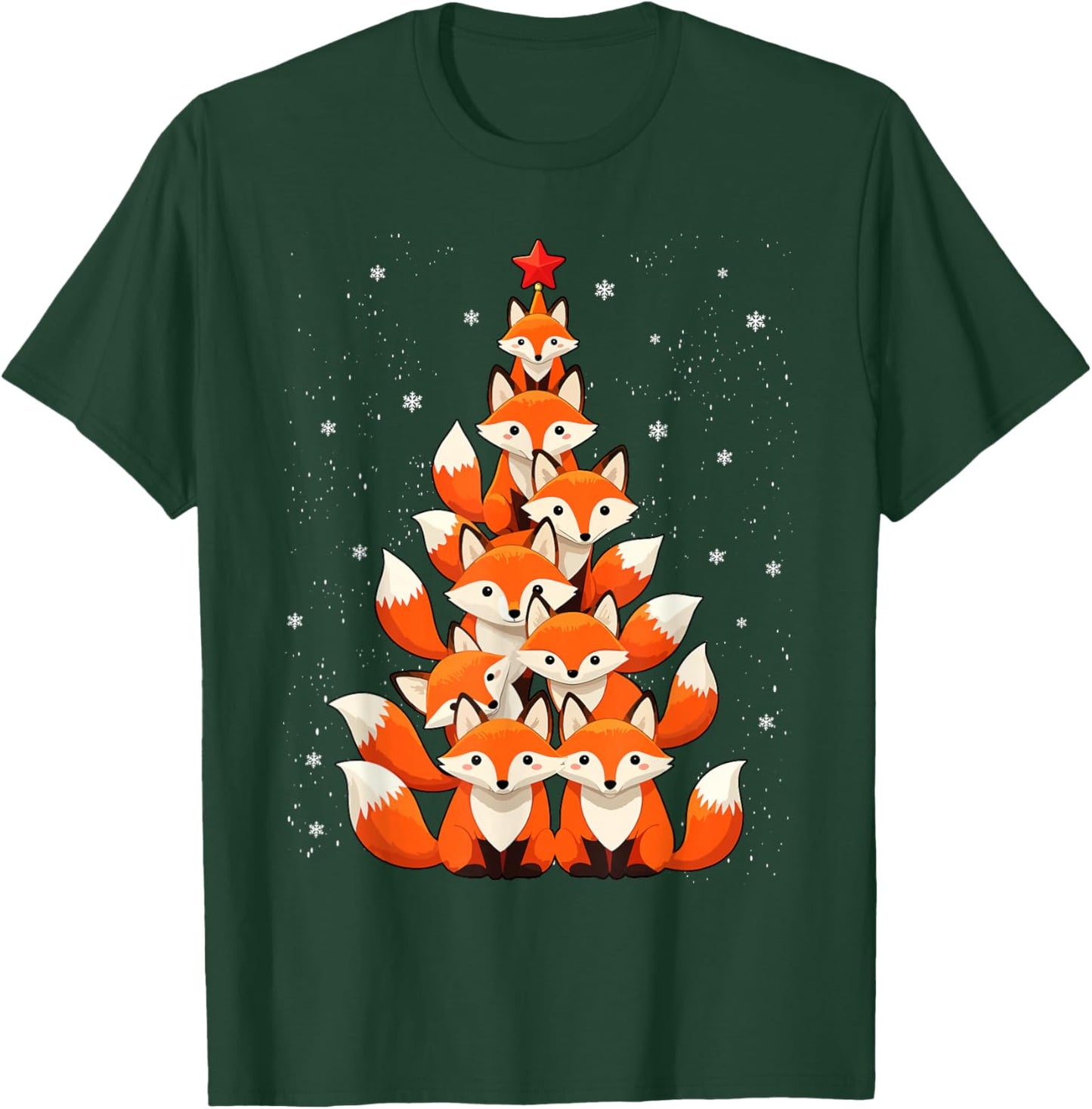 Fox Christmas Tree Fox Xmas Tree and Boys T-Shirt - T-Shirt | Forest