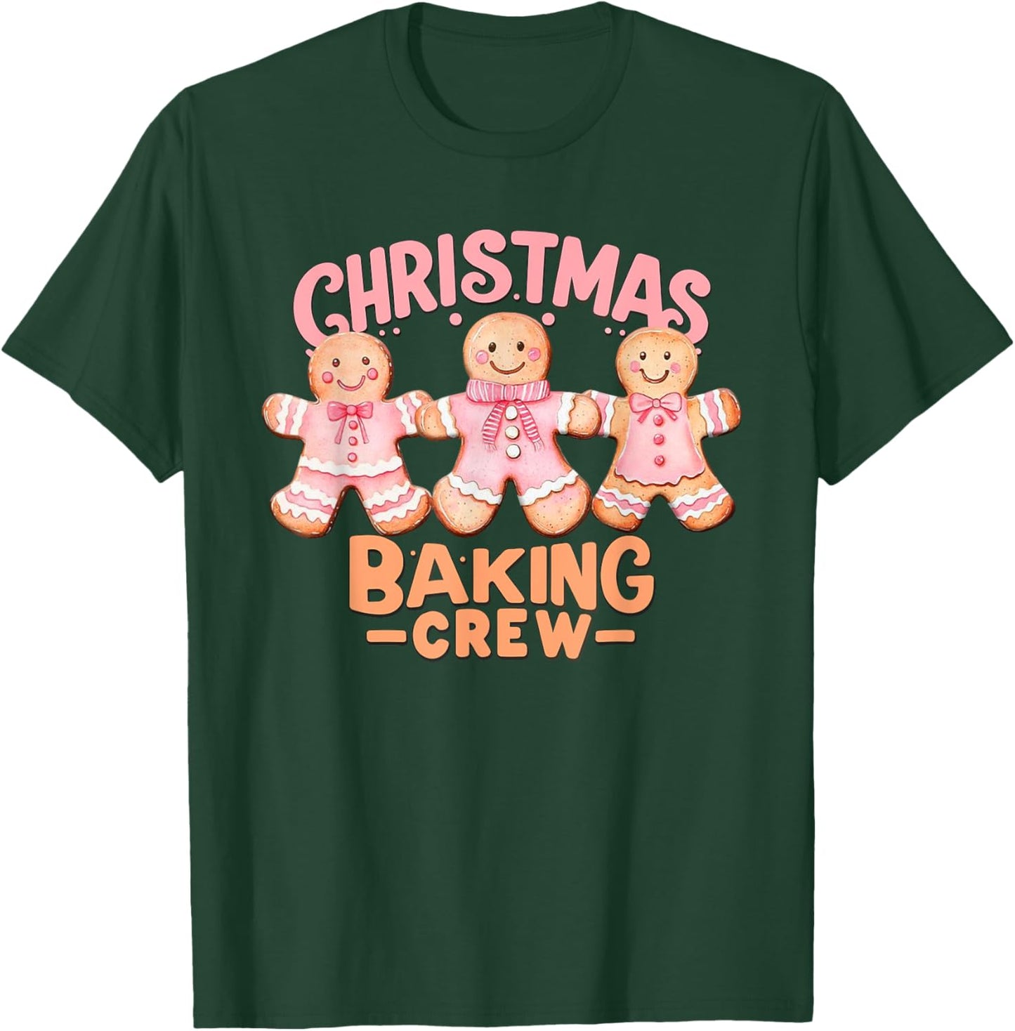 Christmas Baking Crew Pink Gingerbread Cookie Family Baking T-Shirt - T-Shirt | Forest