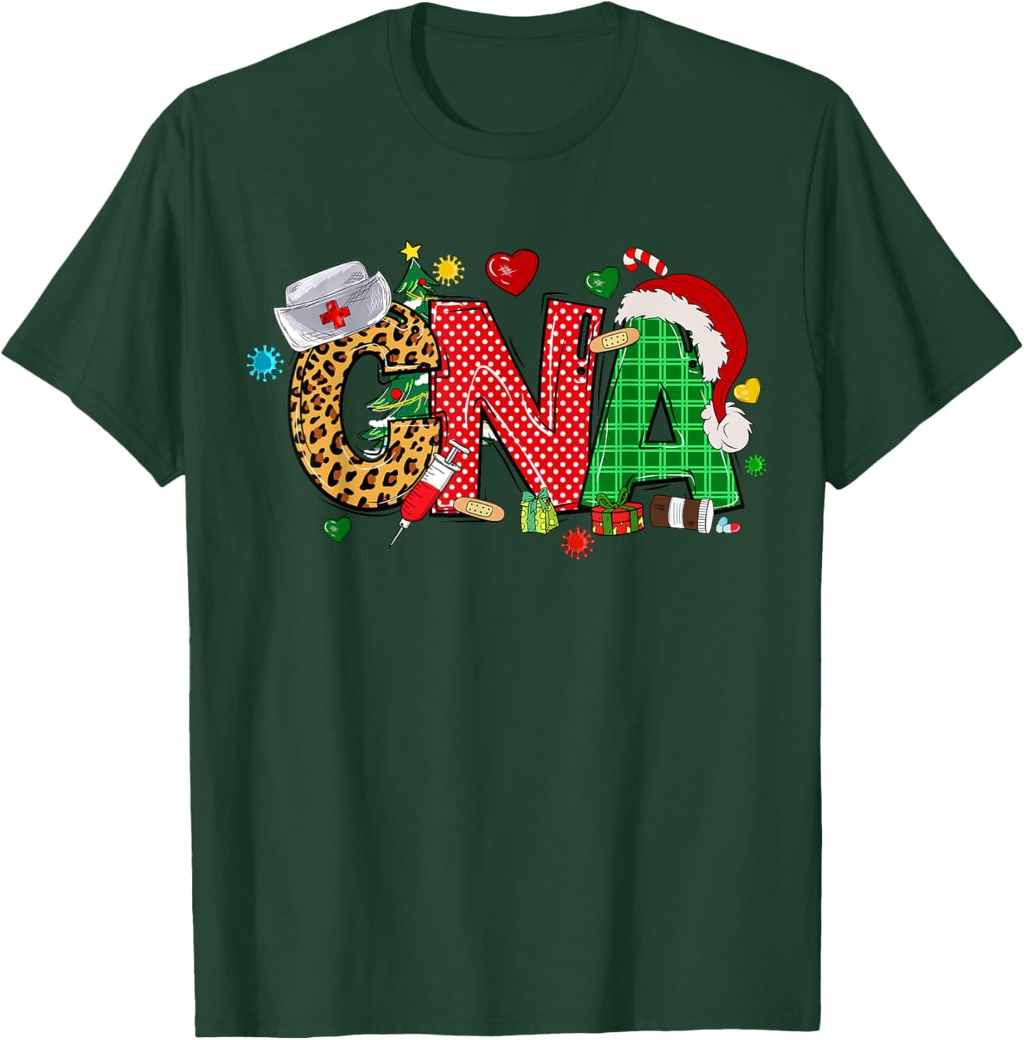 Barefoot Gang Nurse Life - Merry Christmas CNA Certified Nursing Assistant -Adults , Black, Small, Short Sleeve T-Shirt - T-Shirt | Forest