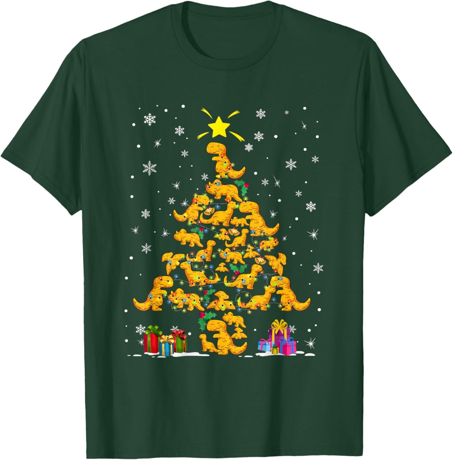 Dino Chicken Nuggets Christmas Tree Dinosaur Chicken Nugget T-Shirt - T-Shirt | Forest