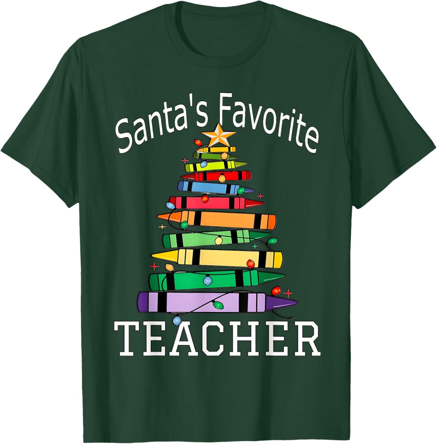 Santa's Favorite Teacher Gift For Christmas | Teachers T-Shirt - T-Shirt | Forest