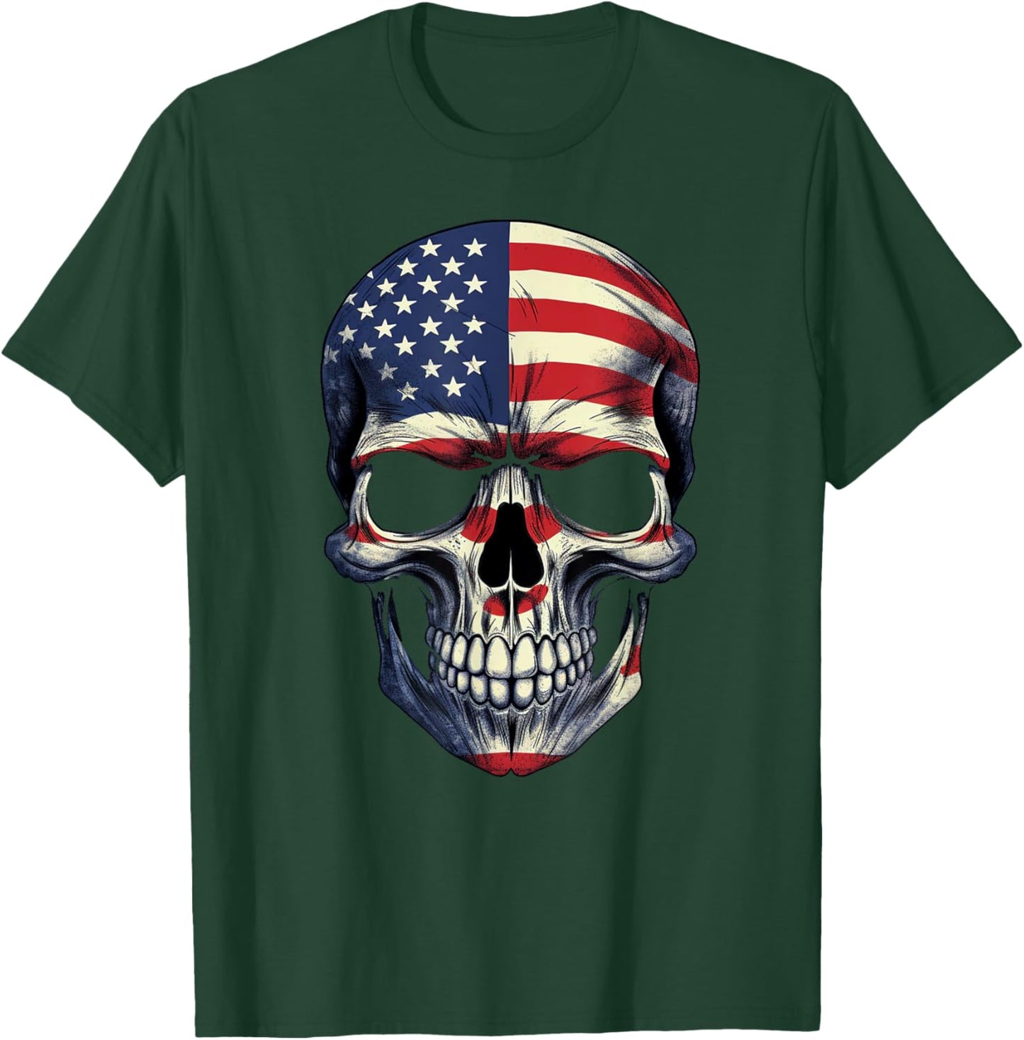 American Flag Skull Zoom T-Shirt - T-Shirt | Forest