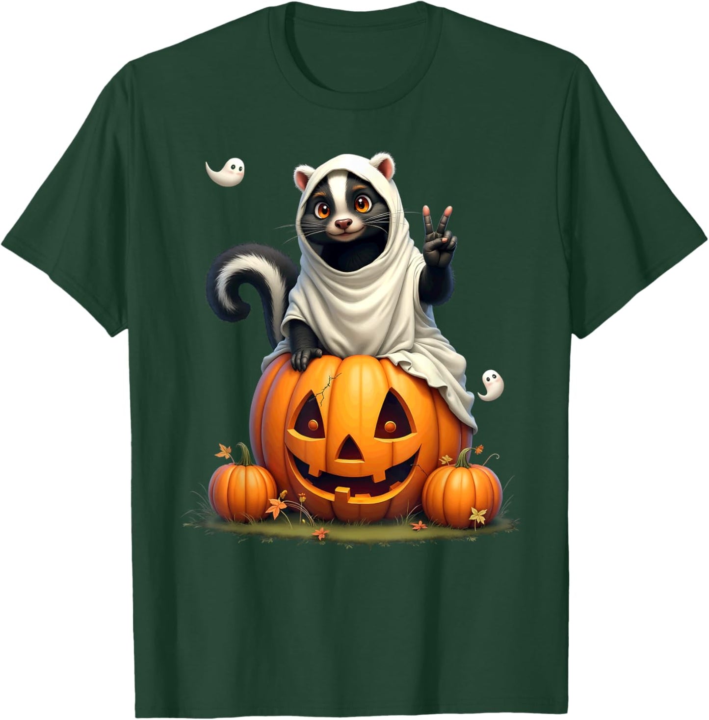 Pumpkin Boo Ghost Skunk Halloween Costume T-Shirt - T-Shirt | Forest