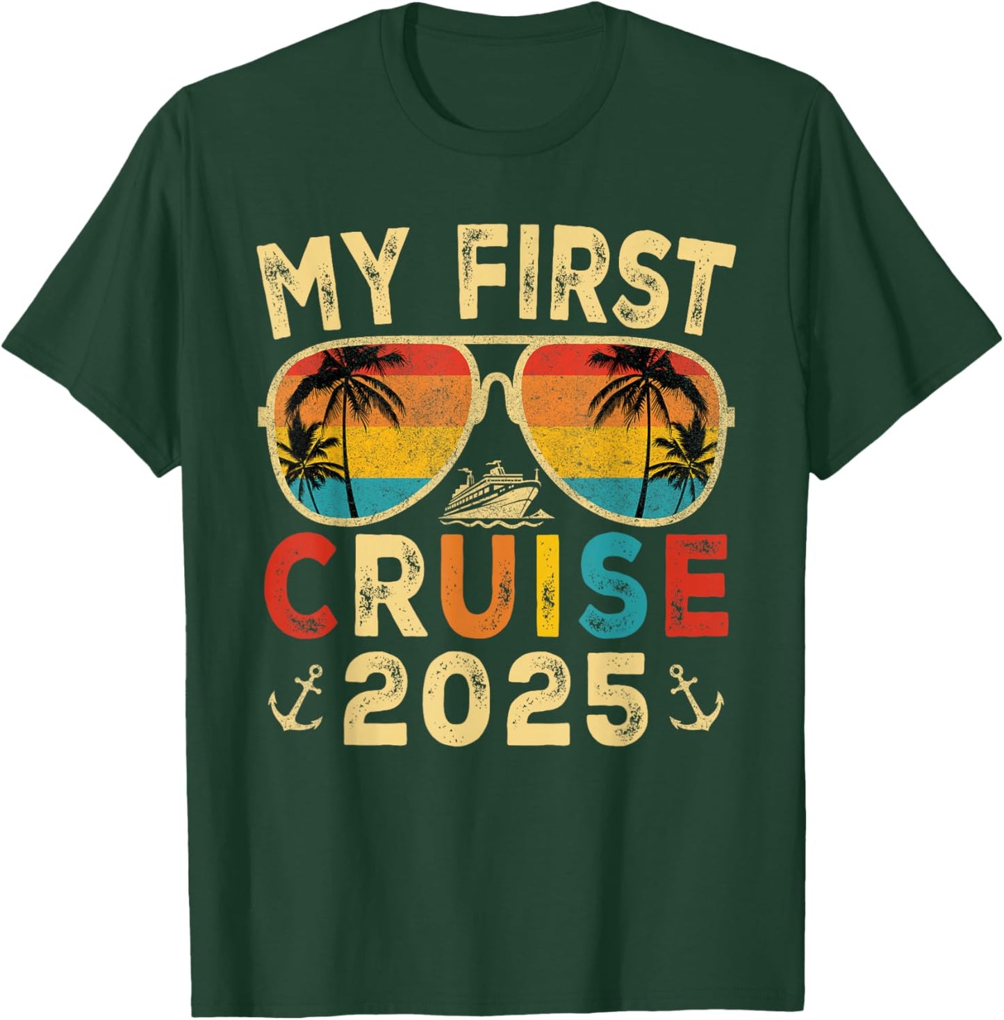 My First 2025 Cruise Trip Kids Vacation Matching Family Ship T-Shirt - T-Shirt | Forest