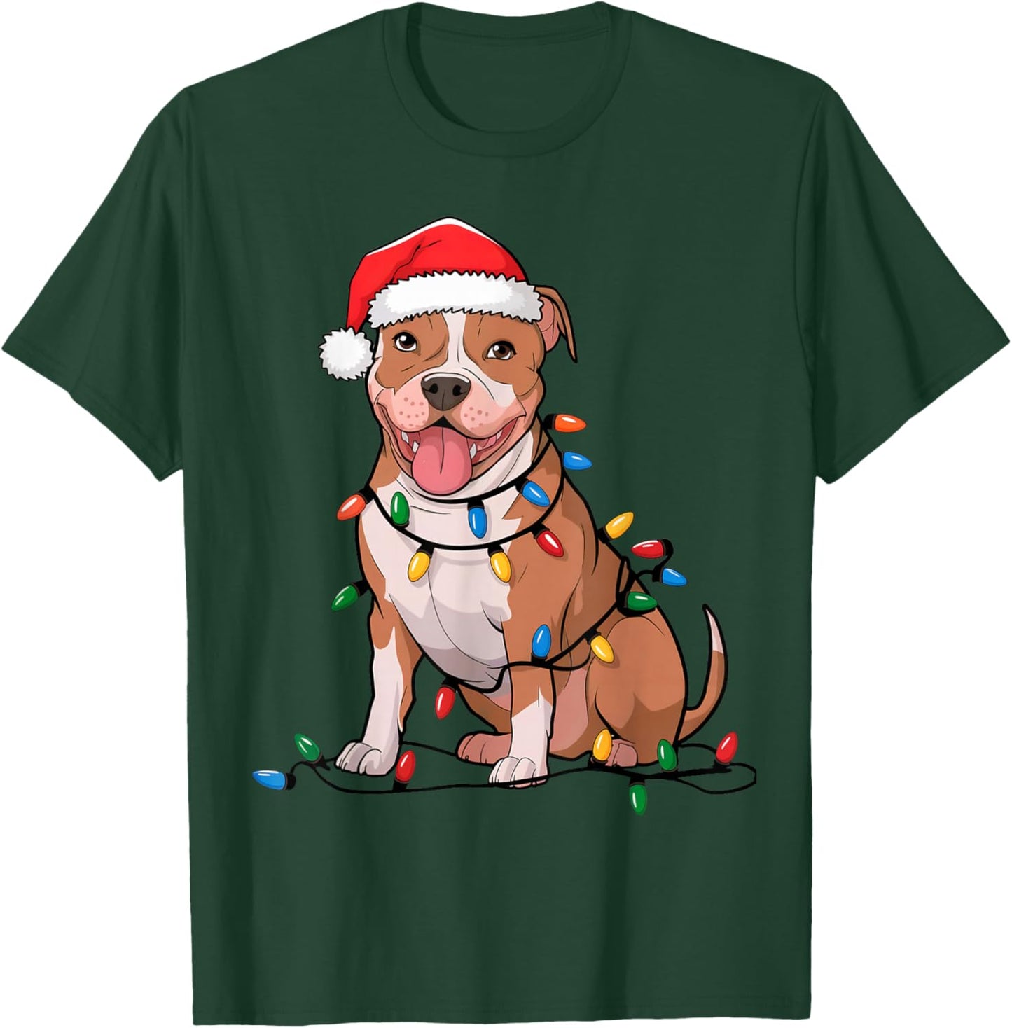 American Pit Bull Terrier Christmas Lights Xmas Dogs Gifts T-Shirt - T-Shirt | Forest