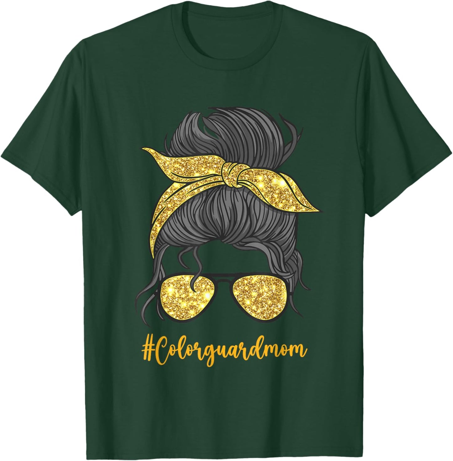 Color Guard Mom Messy Bun Color Guard Women T-Shirt - T-Shirt | Forest