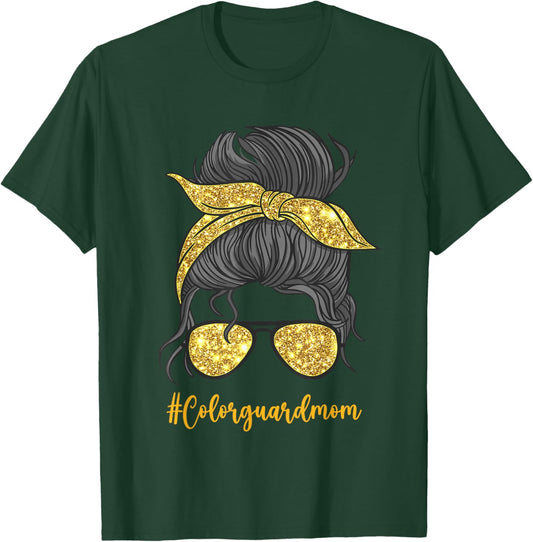 Color Guard Mom Messy Bun Color Guard Women T-Shirt - T-Shirt | Forest