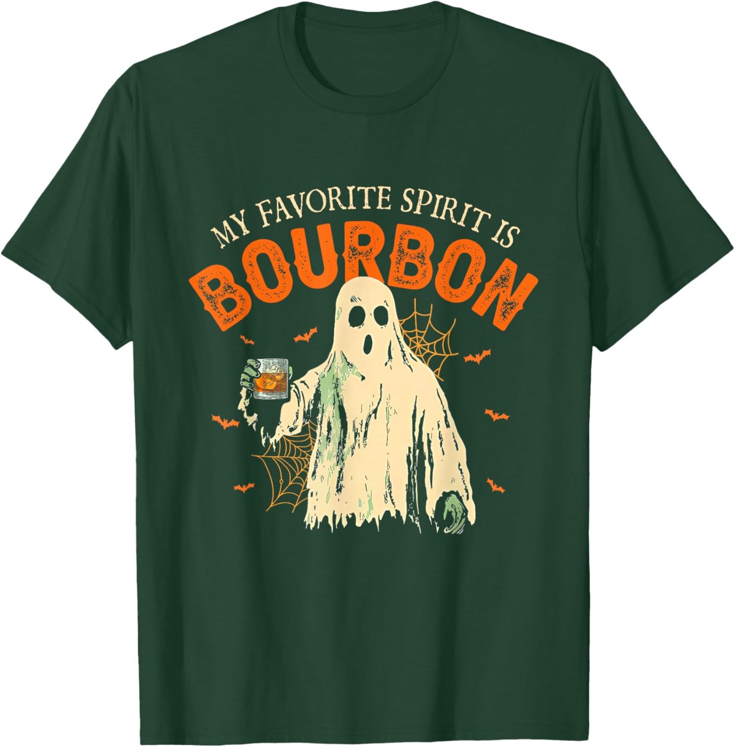 My Favorite Spirit Is Bourbon Funny Ghost Halloween Costume T-Shirt - T-Shirt | Forest