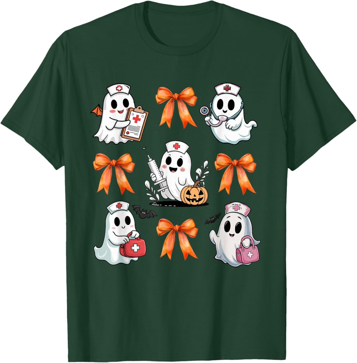 Ghost Boo Boo Crew Nurse Halloween Women Spooky Nurse Funny T-Shirt - T-Shirt | Forest
