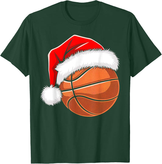 Kids Santa Shirt For Boys Toddler Funny Christmas Basketball T-Shirt - T-Shirt | Forest