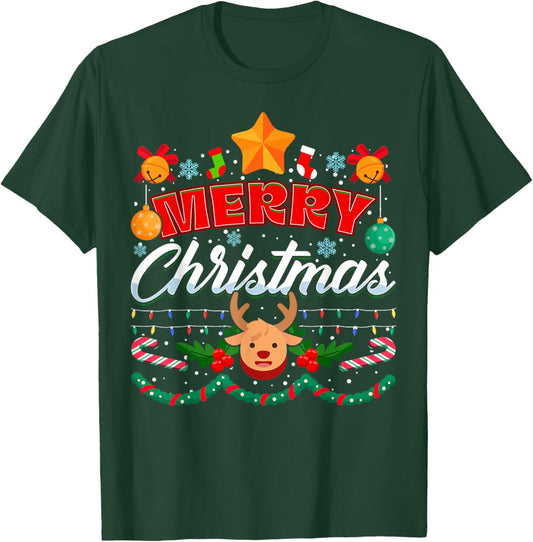 Merry Christmas Reindeer Family Merry Christmas Xmas T-Shirt - T-Shirt | Forest