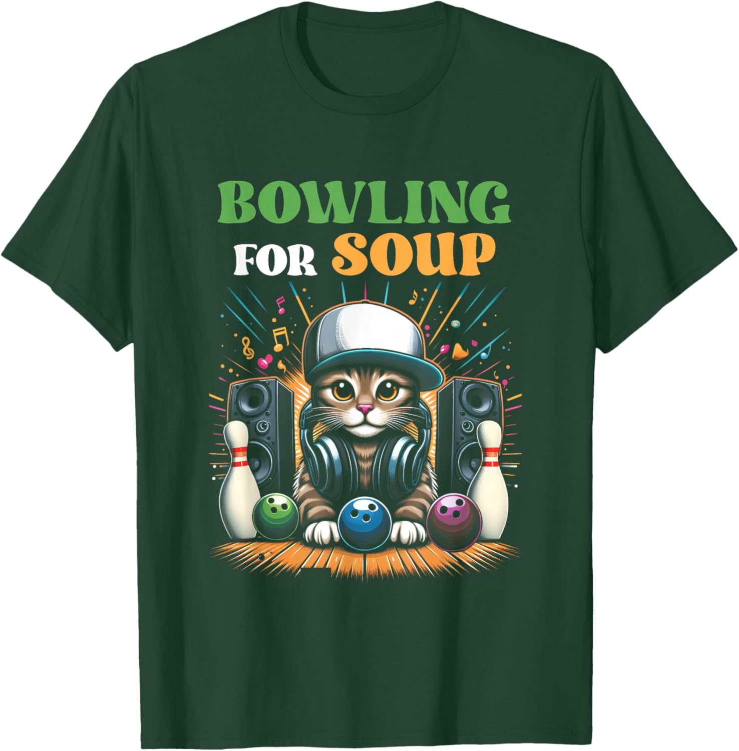 Bowling for Soup Music Cat Style DJ Cat Wearing Headphone T-Shirt - T-Shirt | Forest