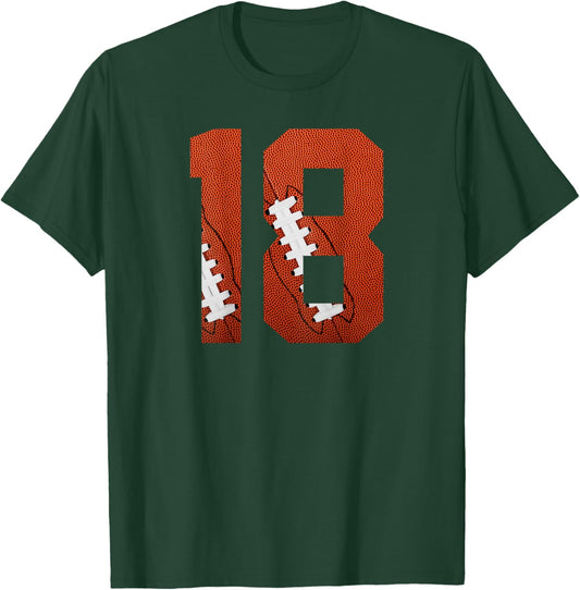 Number 18 BACKSIDE - American Football Jersey Numbered T-Shirt - T-Shirt | Forest