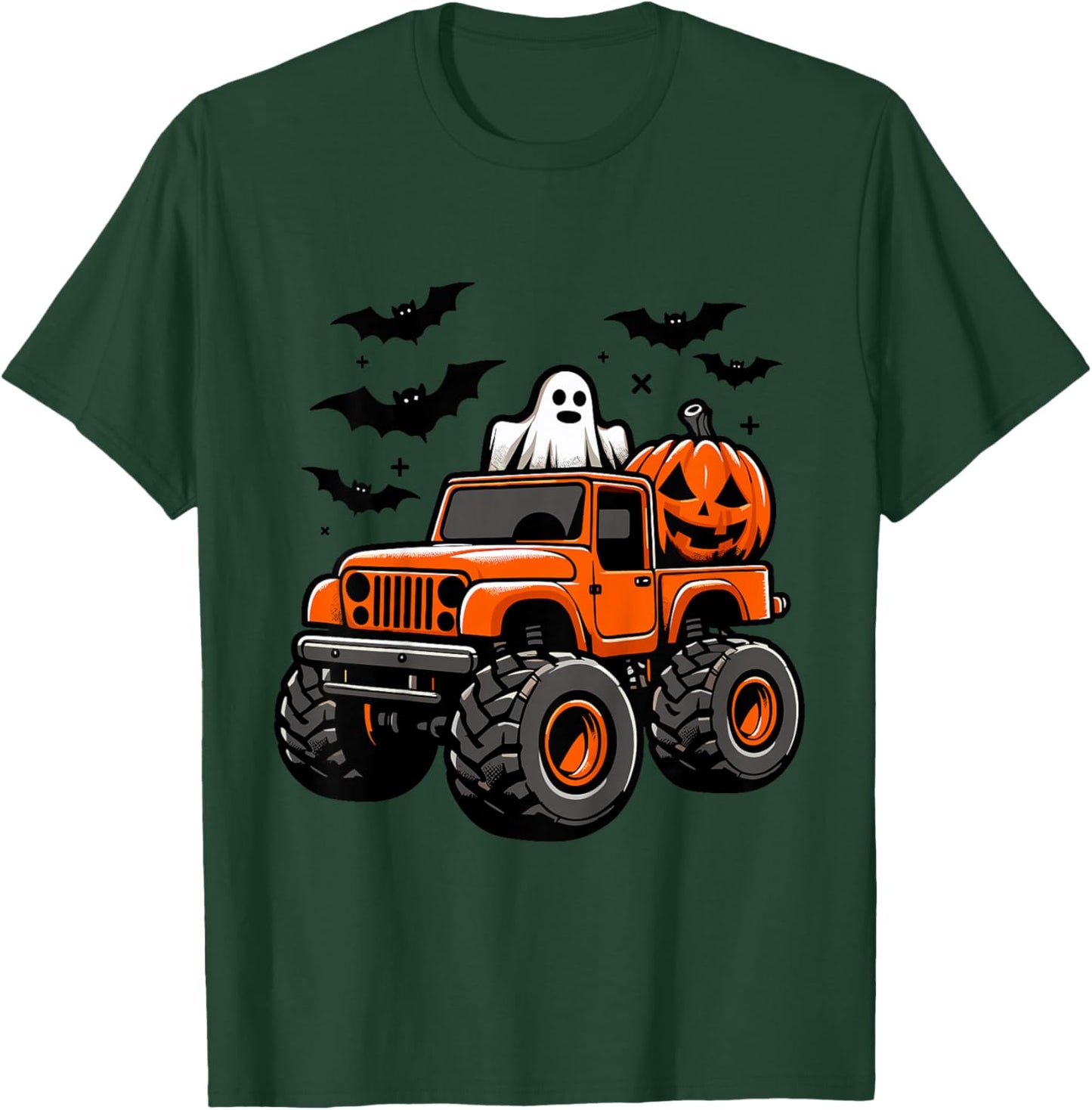 Kids Monster Truck Ghost Pumpkin Halloween Costume T-Shirt - T-Shirt | Forest