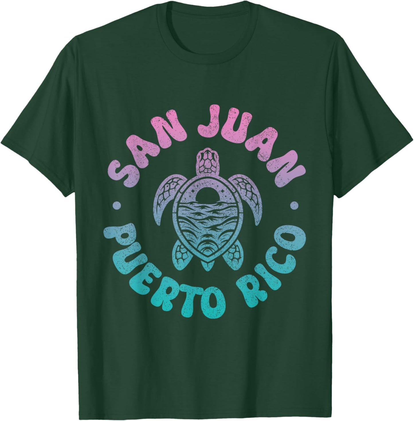 San Juan Puerto Rico Sea Turtle Boricua Souvenir Retro T-Shirt - T-Shirt | Forest