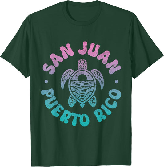 San Juan Puerto Rico Sea Turtle Boricua Souvenir Retro T-Shirt - T-Shirt | Forest