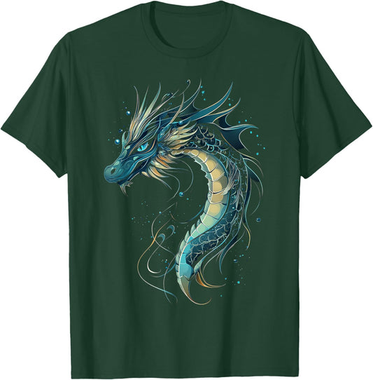 Sea Dragon Motif Mythical Illustration Sea Dragon T-Shirt - T-Shirt | Forest
