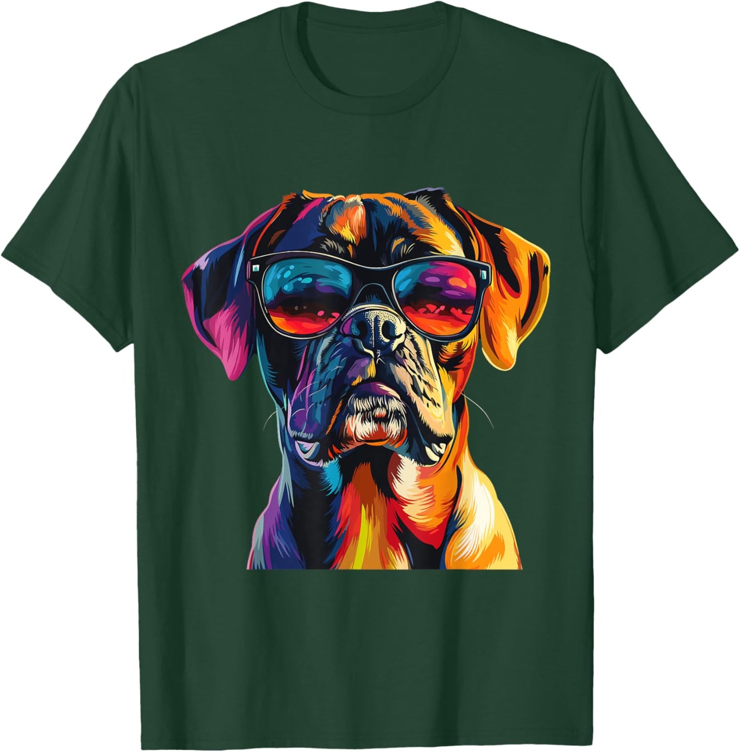 Boxer Dog Lover Sunglasses Pop Art Design Funny Boxer Dog Women Girls Kids T-Shirt - T-Shirt | Forest