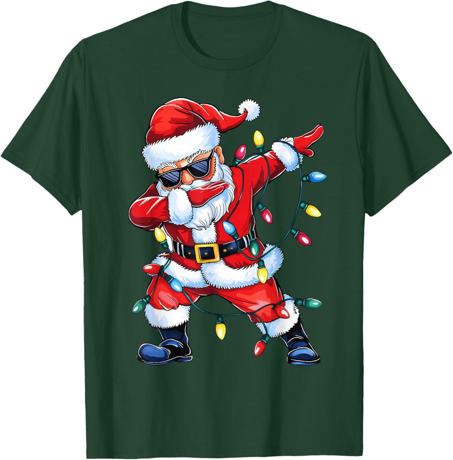 Dabbing Santa Xmas Light Girls Boys Kids Funny Christmas T-Shirt - T-Shirt | Forest
