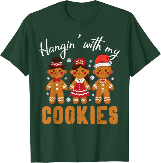 Chistmas Hangin With Cookies Xmas Gingerbread Women Men Kids T-Shirt - T-Shirt | Forest