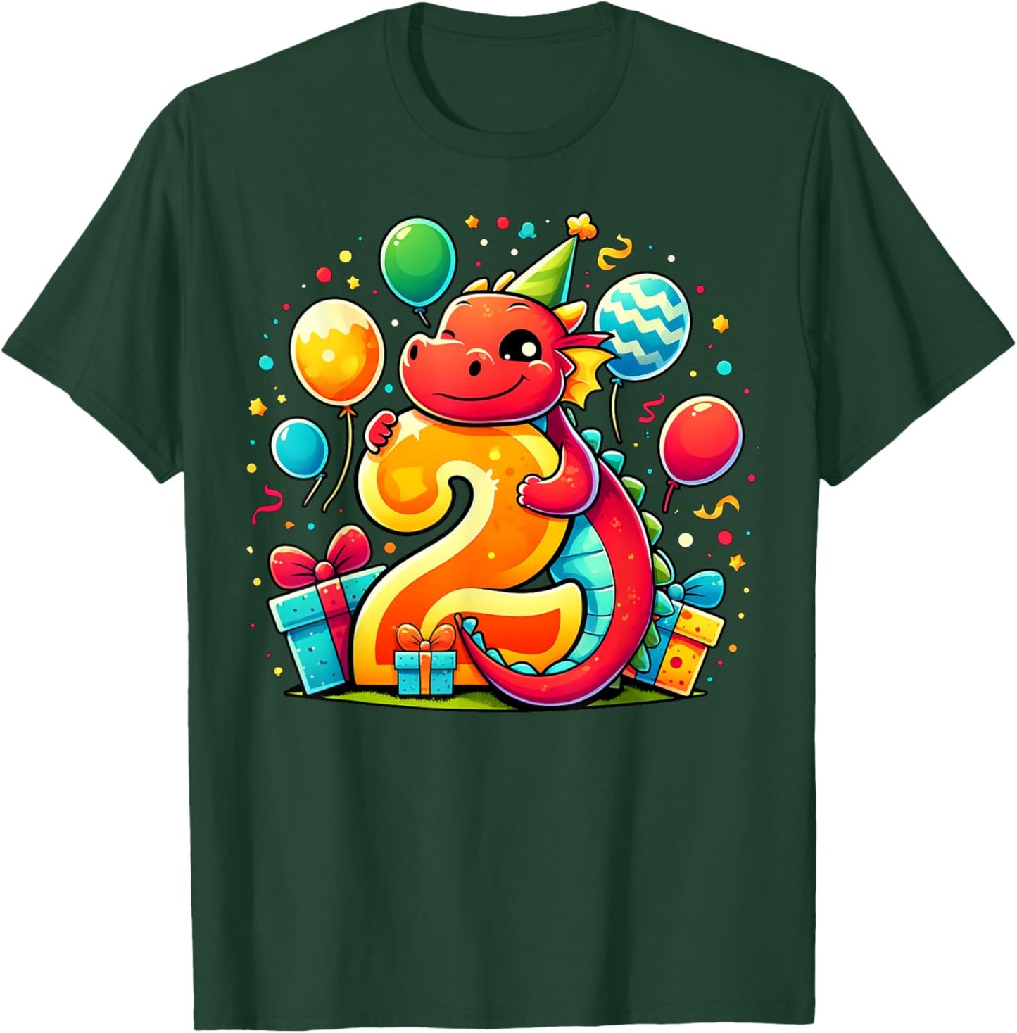 Dragon 2nd birthday boy girl 2 years old second two Dragon T-Shirt - T-Shirt | Forest