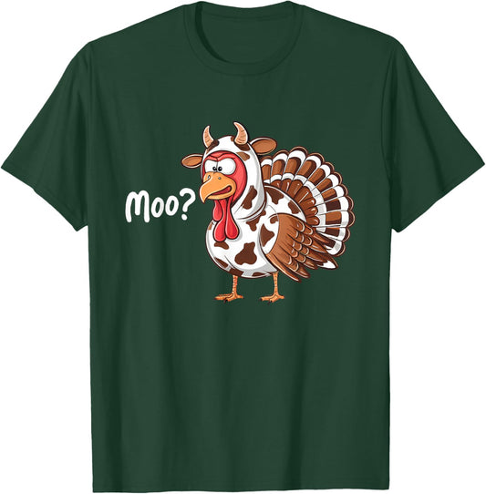 Funny Turkey Moo Thanksgiving Fake Cow Farmer Cow Lover T-Shirt - T-Shirt | Forest