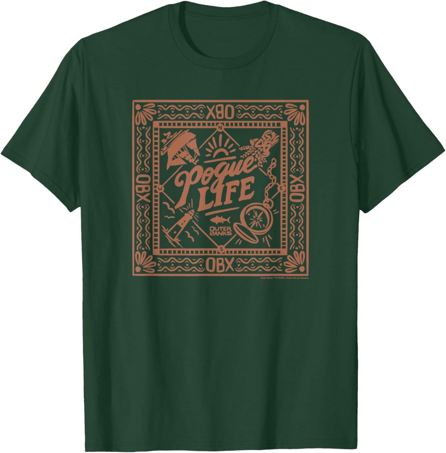 Outer Banks Pogue Life Square Stamp T-Shirt - T-Shirt | Forest