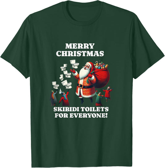 Primotees Merry Christmas Skibidi Toilets -Kids Black Small T-Shirt - T-Shirt | Forest