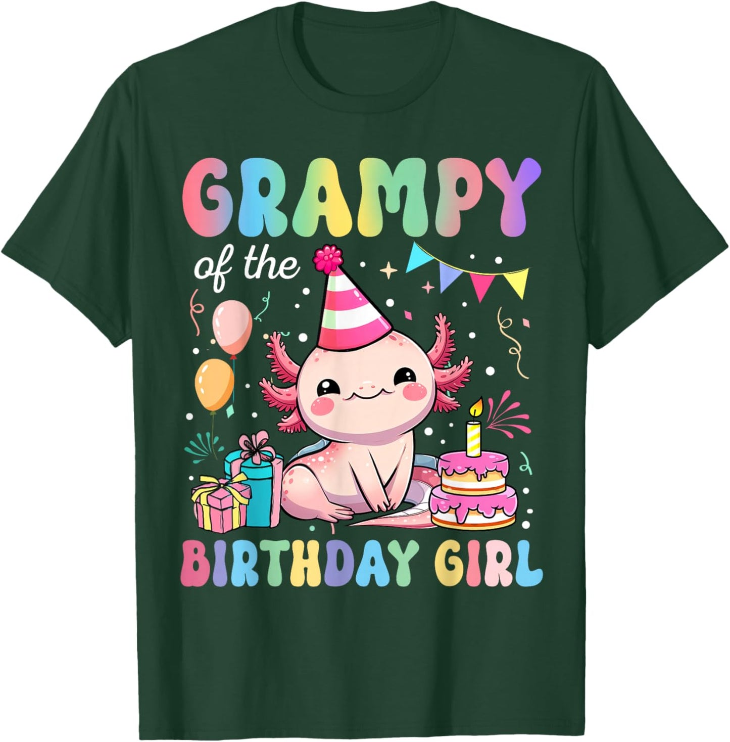 Grampy Of The Birthday Girl Axolotl Bday Party Family T-Shirt - T-Shirt | Forest