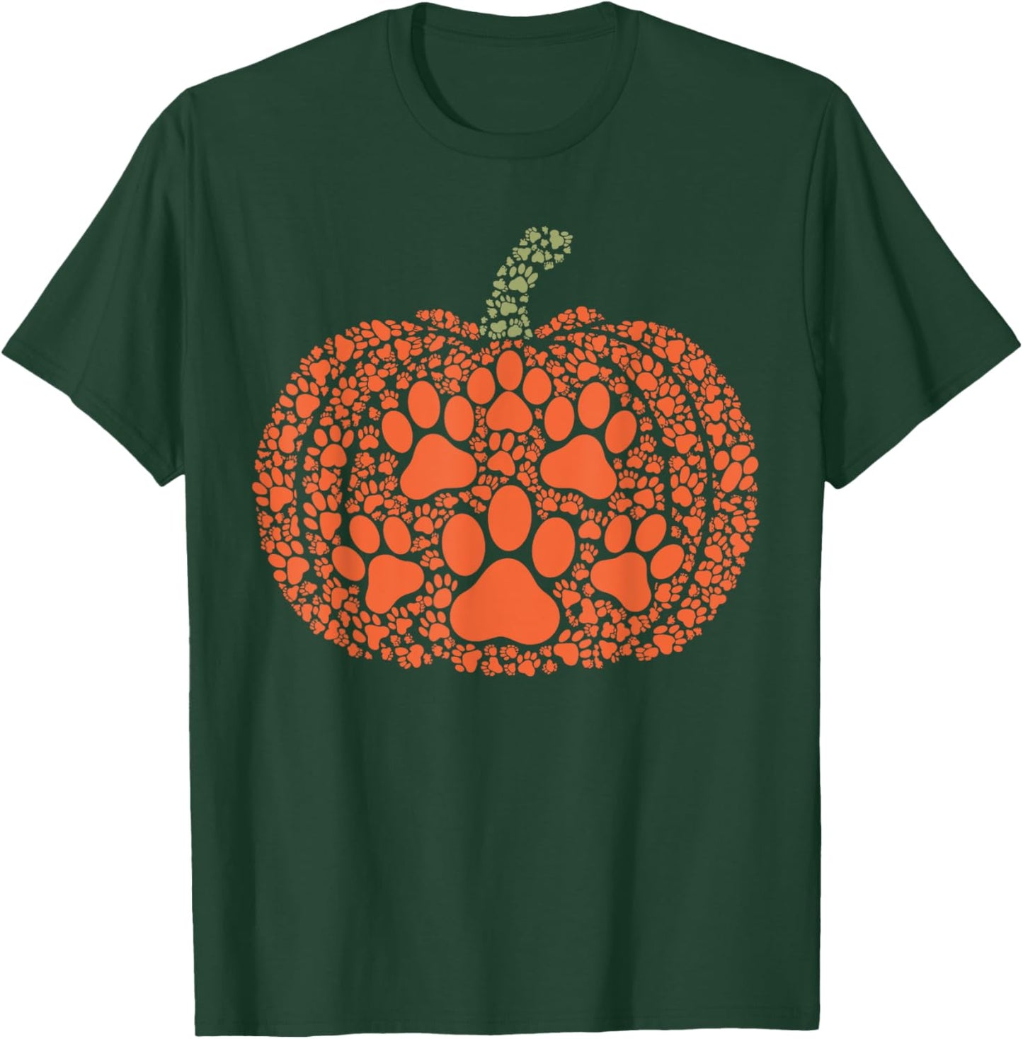 Pumpkin Paws Cat Dog Halloween Pumpkin Paw Print T-Shirt - T-Shirt | Forest
