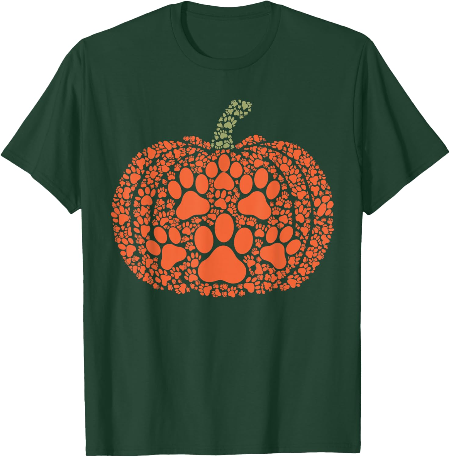 Pumpkin Paws Cat Dog Halloween Pumpkin Paw Print T-Shirt - T-Shirt | Forest