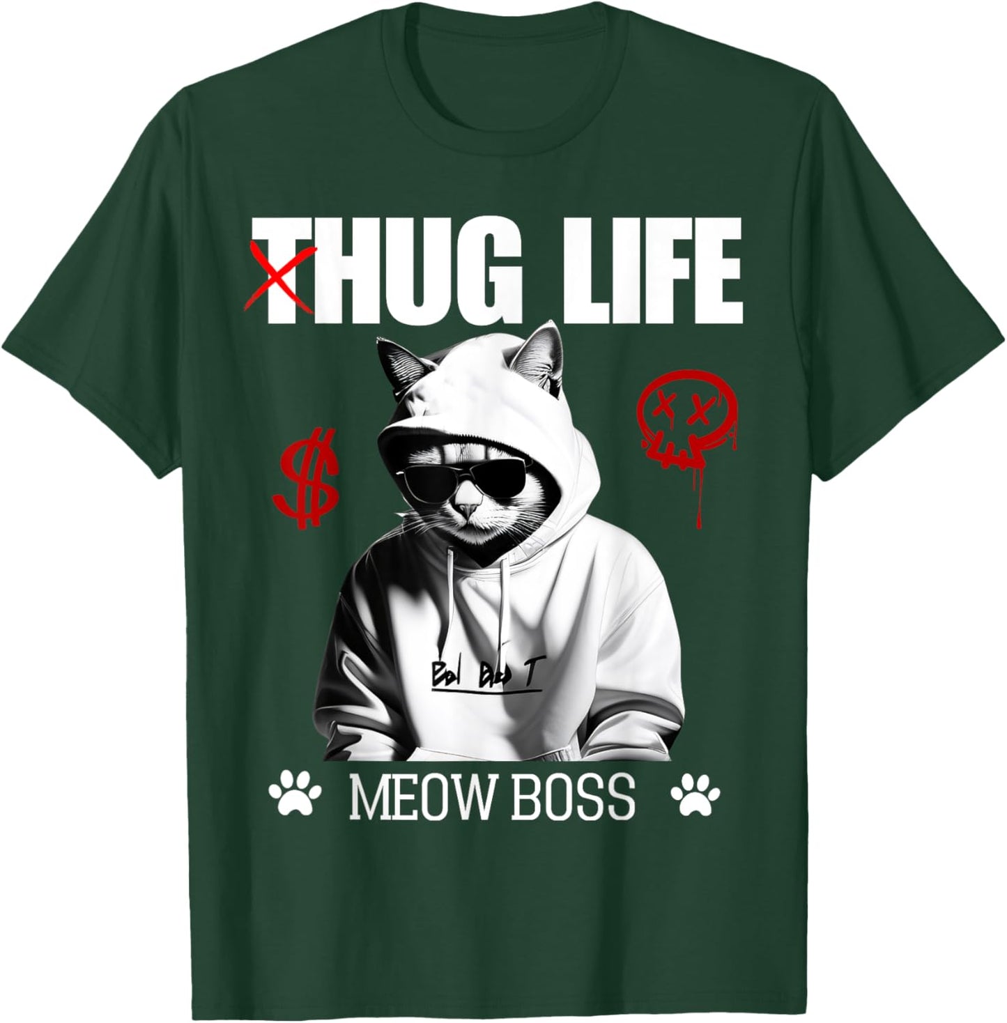 Cute Cat Hug Life Funny Thug Gangster Hiphop Kitten Lovers Women T-Shirt - T-Shirt | Forest