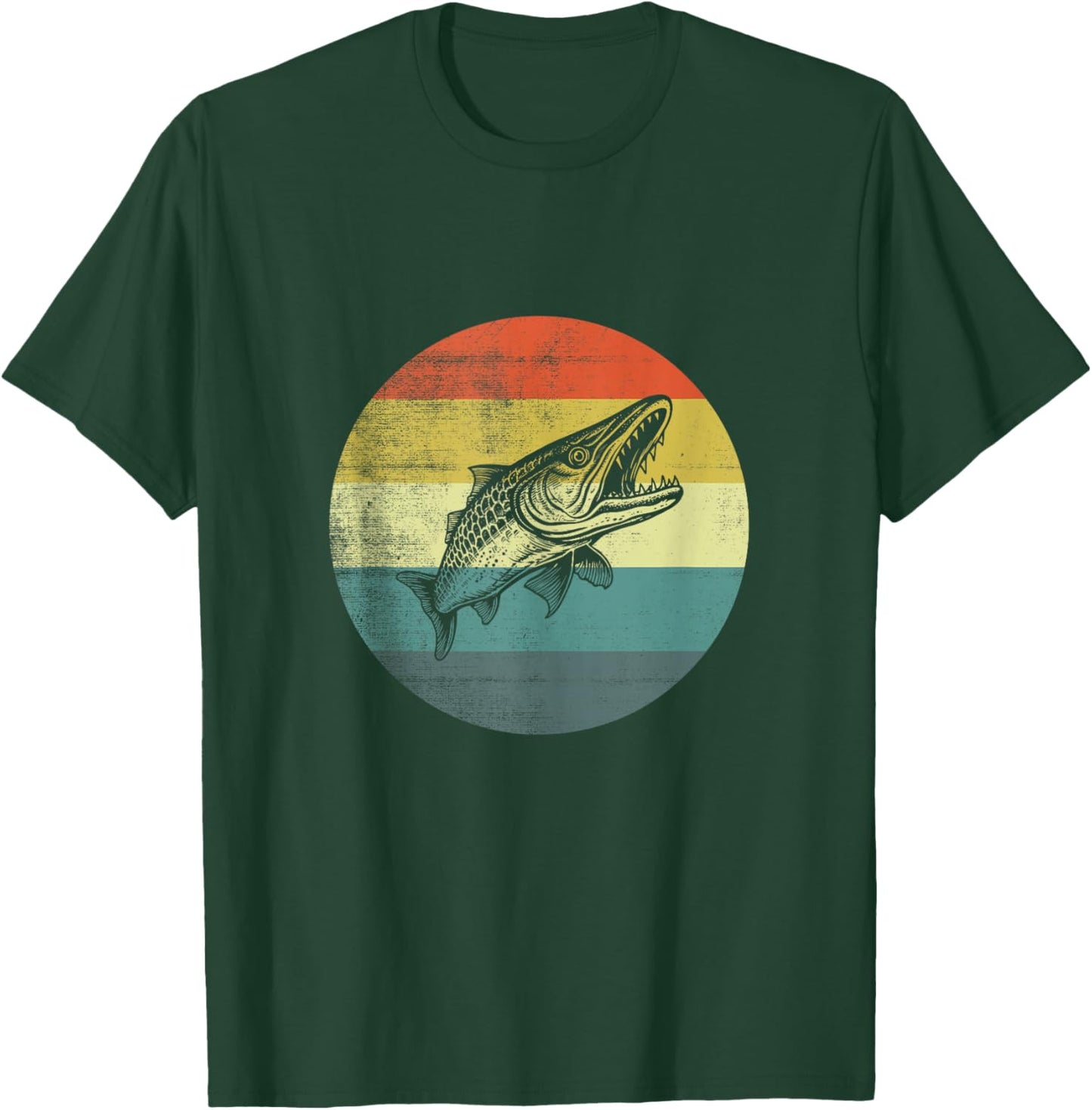 Retro Design Barracuda Fish T-Shirt - T-Shirt | Forest