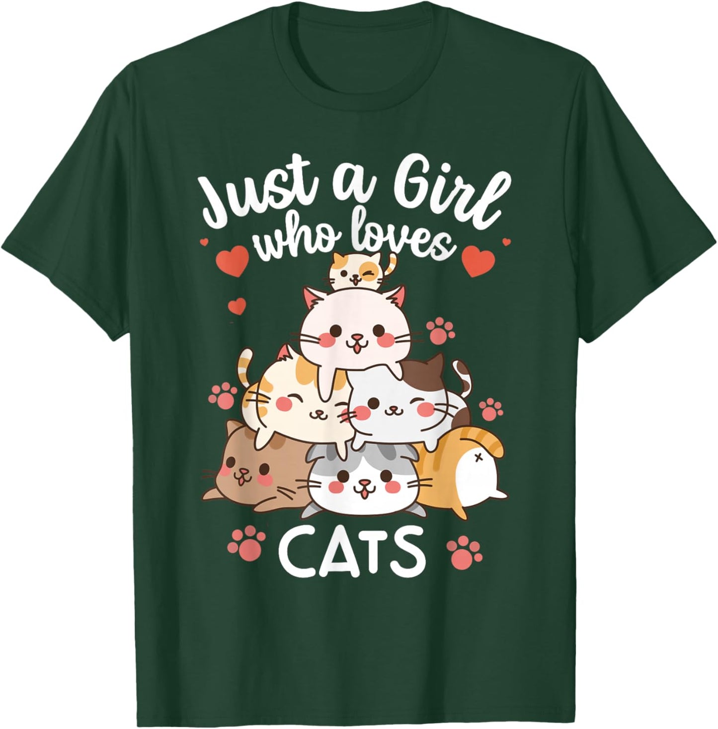 Cat Cute Kitty Cats Anime Kawaii Kitten Neko Women Girls T-Shirt - T-Shirt | Forest