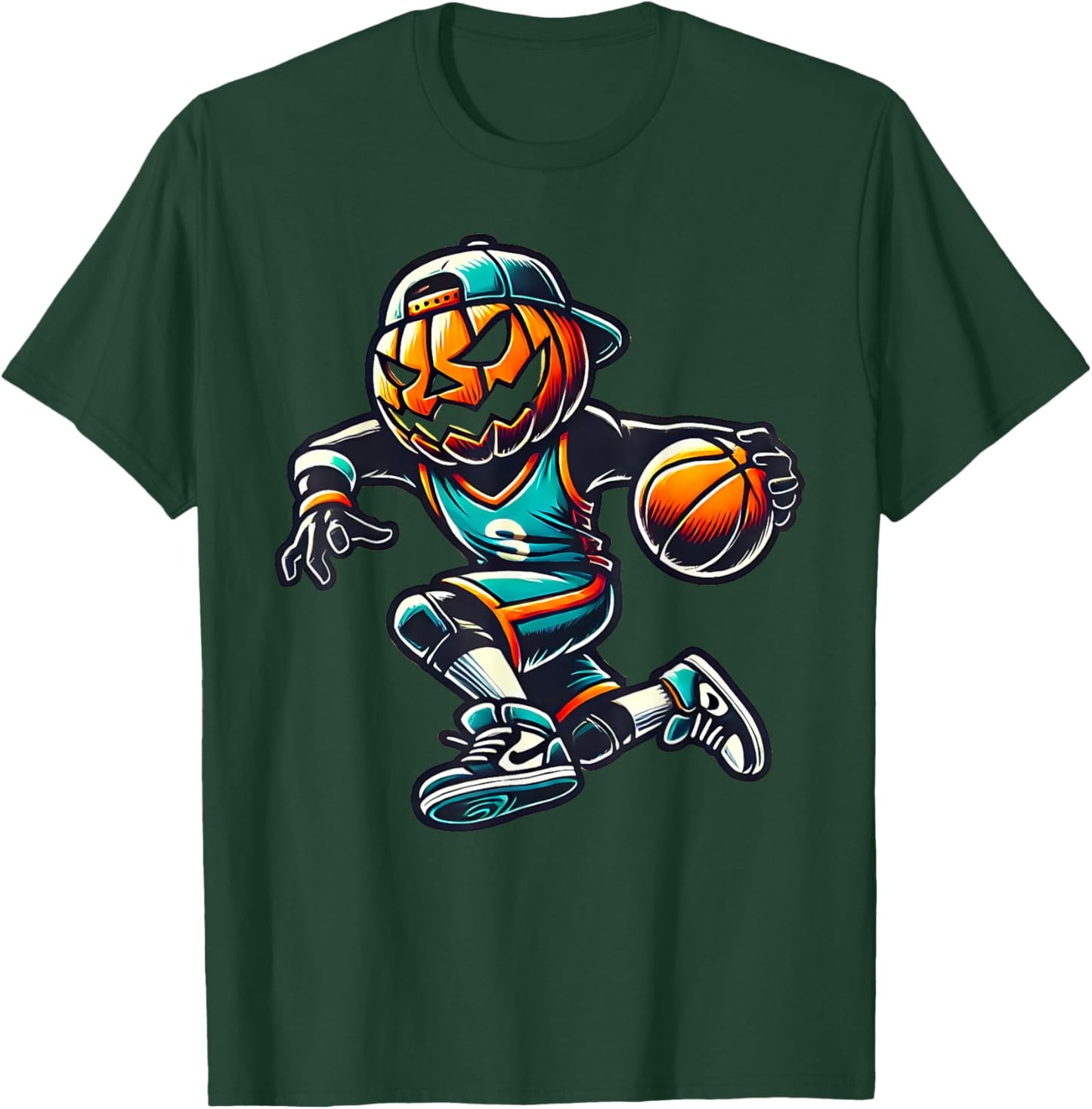 Jack O Lantern Basketball Sport Team Pumpkin Funny Halloween T-Shirt - T-Shirt | Forest