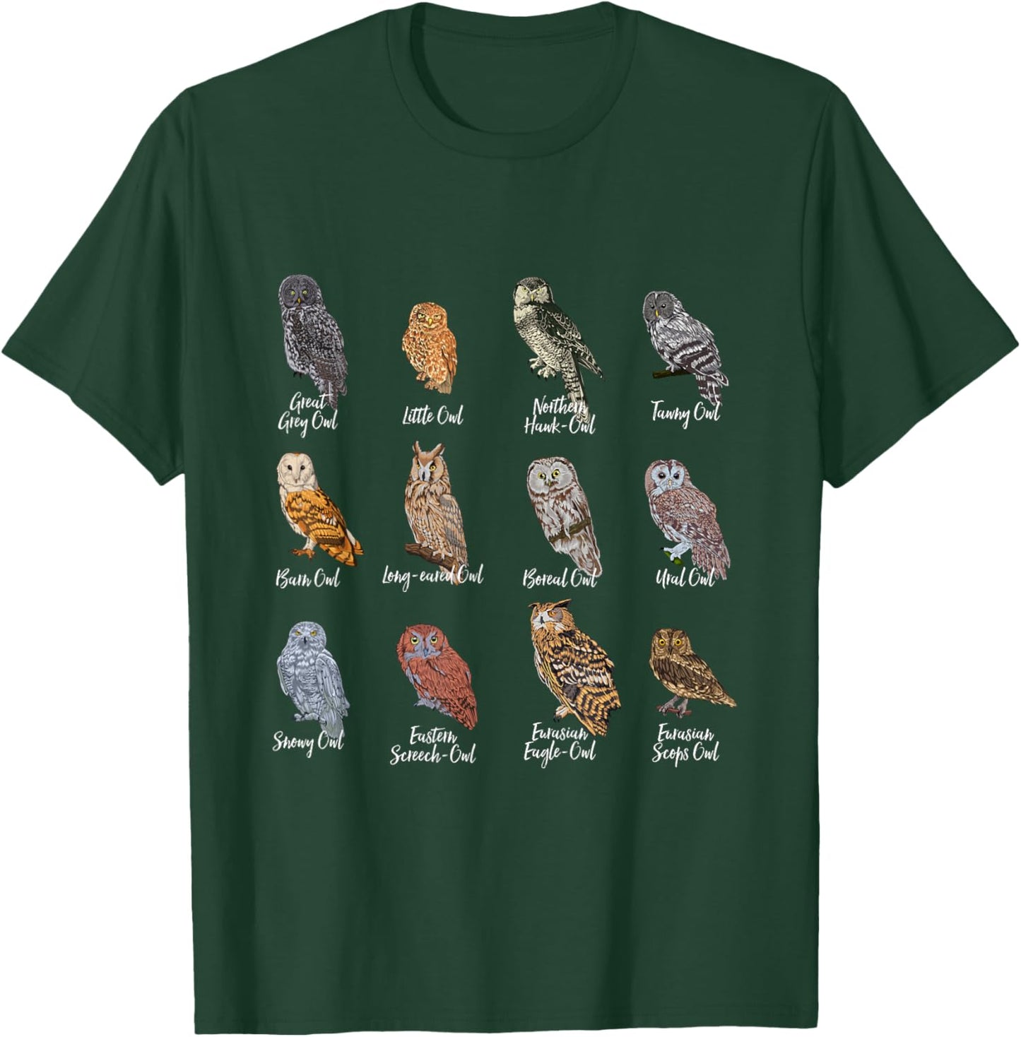 Owl Motifs for Owl Lovers - Owls - Black - Small - Short Sleeve - Polyester - Modern - Owl Pattern - All Seasons - Imported - Machine Wash T-Shirt - T-Shirt | Forest