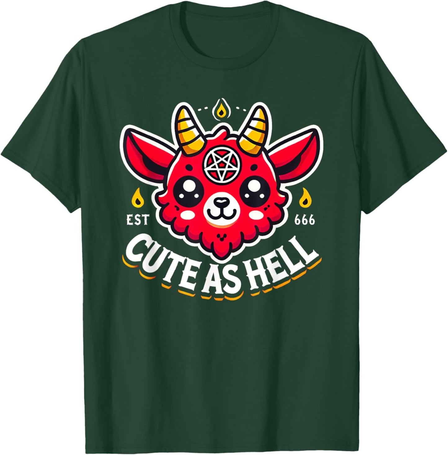 Funny Satanic Occult Cute As Hell Baphomet T-Shirt - T-Shirt | Forest