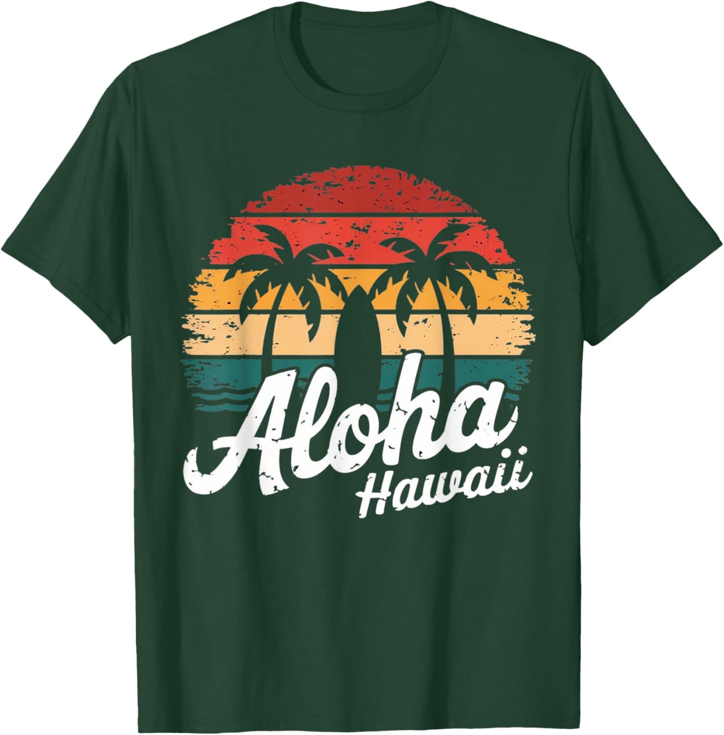 Aloha Hawaii Hawaiian Island sun Beach Surfboard Surf squad T-Shirt - T-Shirt | Forest