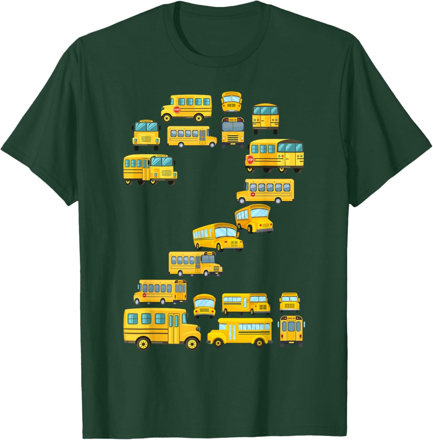 Cool 2 Birthday School Bus 2nd Bday Party 2 Years Old T-Shirt - T-Shirt | Forest