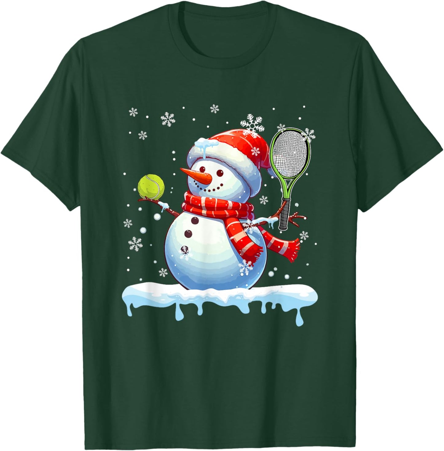 Snowman Playing Tennis Christmas Player Fan Lover Kids T-Shirt - T-Shirt | Forest