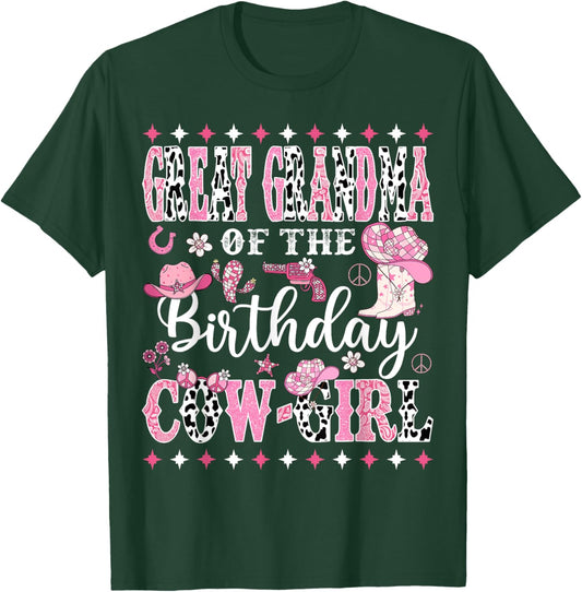 Great Grandma Of The Birthday CowGirl Rodeo CowGirl Birthday T-Shirt - T-Shirt | Forest